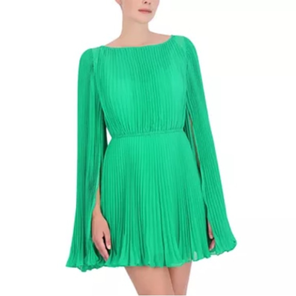 BCBGMAXAZRIA Pleated Mini Dress in Green Size 0
